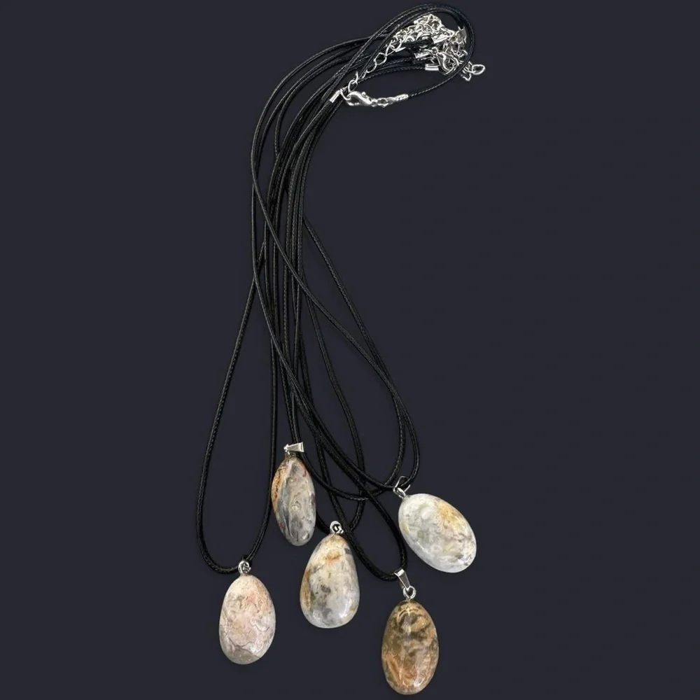 Crazy Lace Agate Stone Pendant Necklace